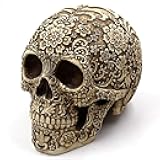 UJOY Creative Skull Flowers Sculpture 8.1'' Human Head Skeleton Statue Collectible Halloween Decoration Home Decor