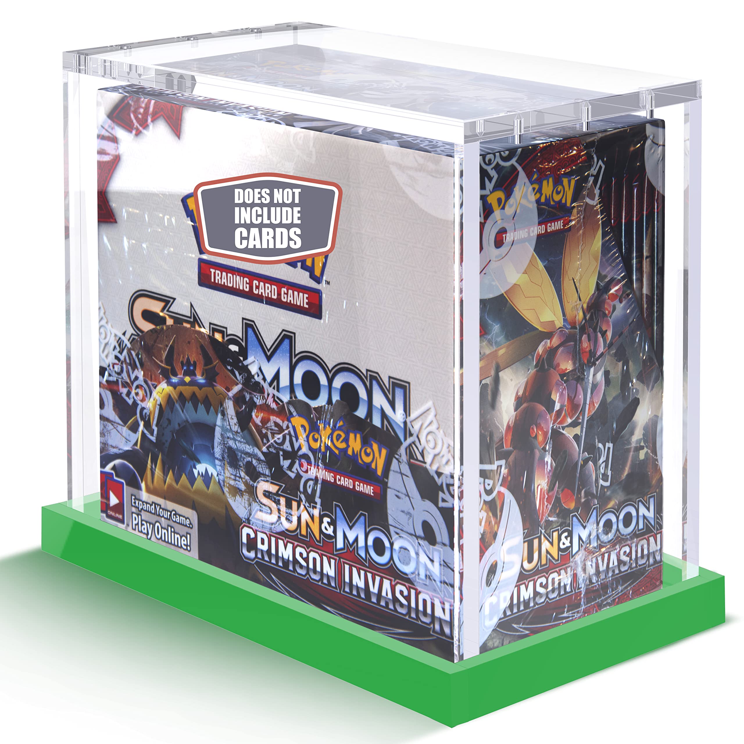 Sponsored Ad - PKMN Booster Box Case Acrylic Display - Booster Box Protector Case - 8mm + 5mm Acrylic 5x3mm Magnets - Compatible with PKMN Booster Boxes (Green Base)