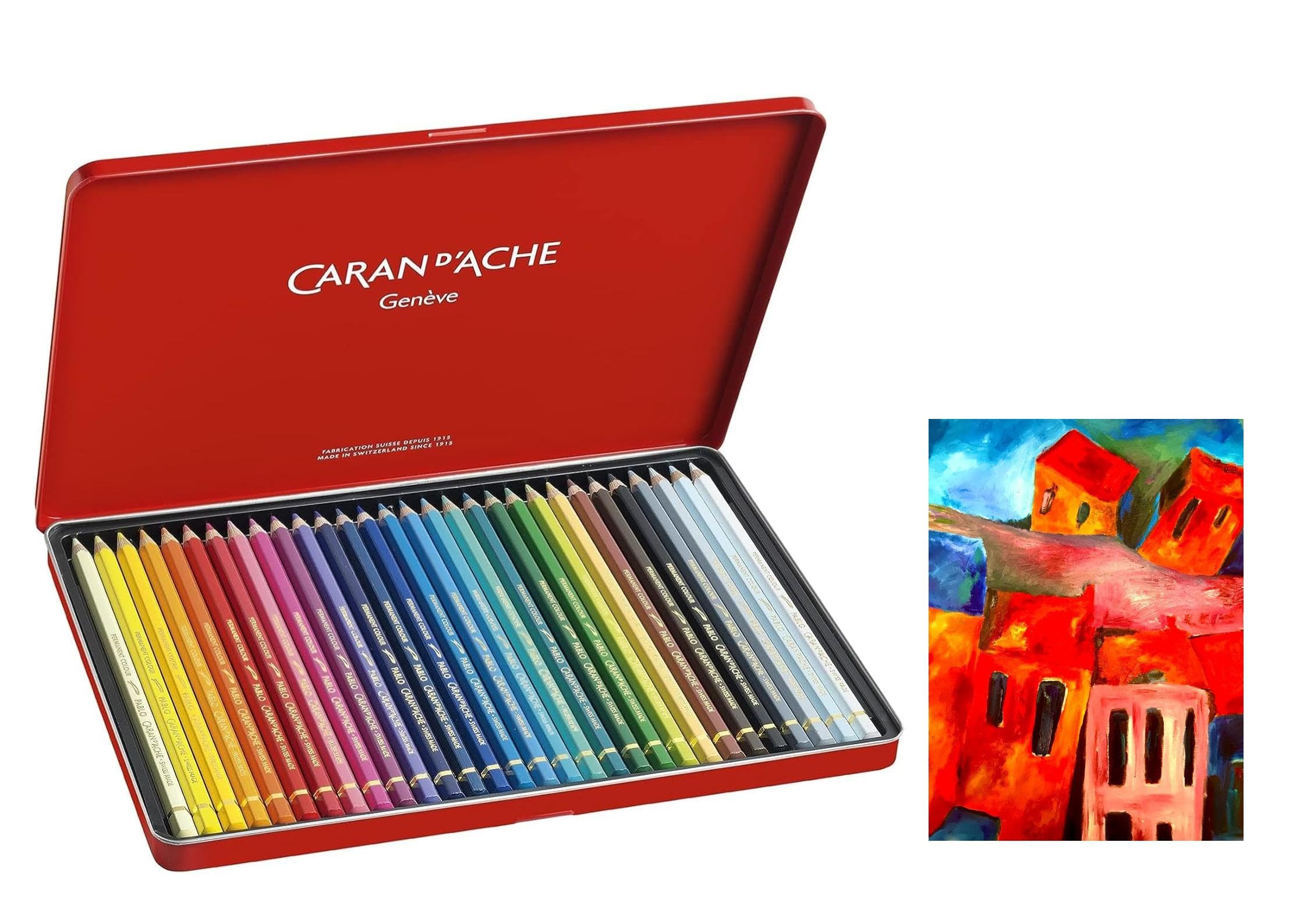 Caran d'Ache - PABLO. 30 crayons de couleurs permanents Artistes + 1 carte