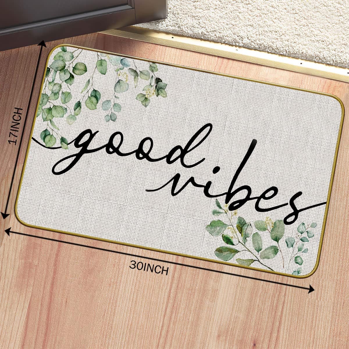 Mingnei Eucalyptus Leaves Door Mat - Kitchen Home Floor Mat, Indoor/Outdoor Welcome Mat 30 x 17