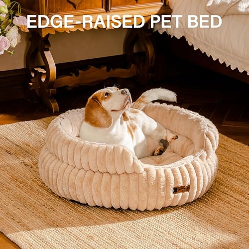 Miniatura 5 de MEWOOFUN Cama lavable para perros pequeños, camas para gatos de interior con parte inferior antideslizante, cama redonda para cachorros y gatitos
