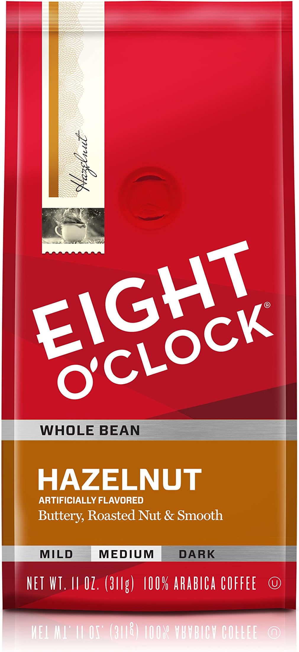 Eight O'Clock Coffee, Hazelnut Whole Bean, 11-Ounce Bags (Pack of 4)