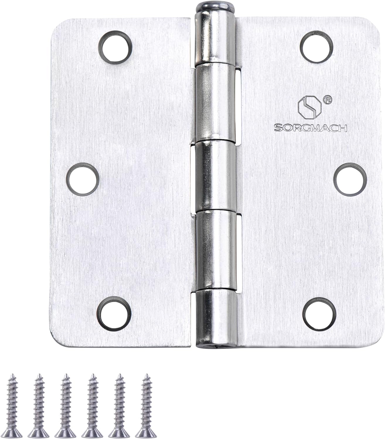 Door Hinge 3 1/2 Inch Interior Door Hinges Satin Nickel 3.5 Inch Interior Hinges Flat Iron Hinge 3 ½"x 3 ½" Door Hardware 1/4" Radius - 12 Pieces Stain nickel 3.5in-1/4