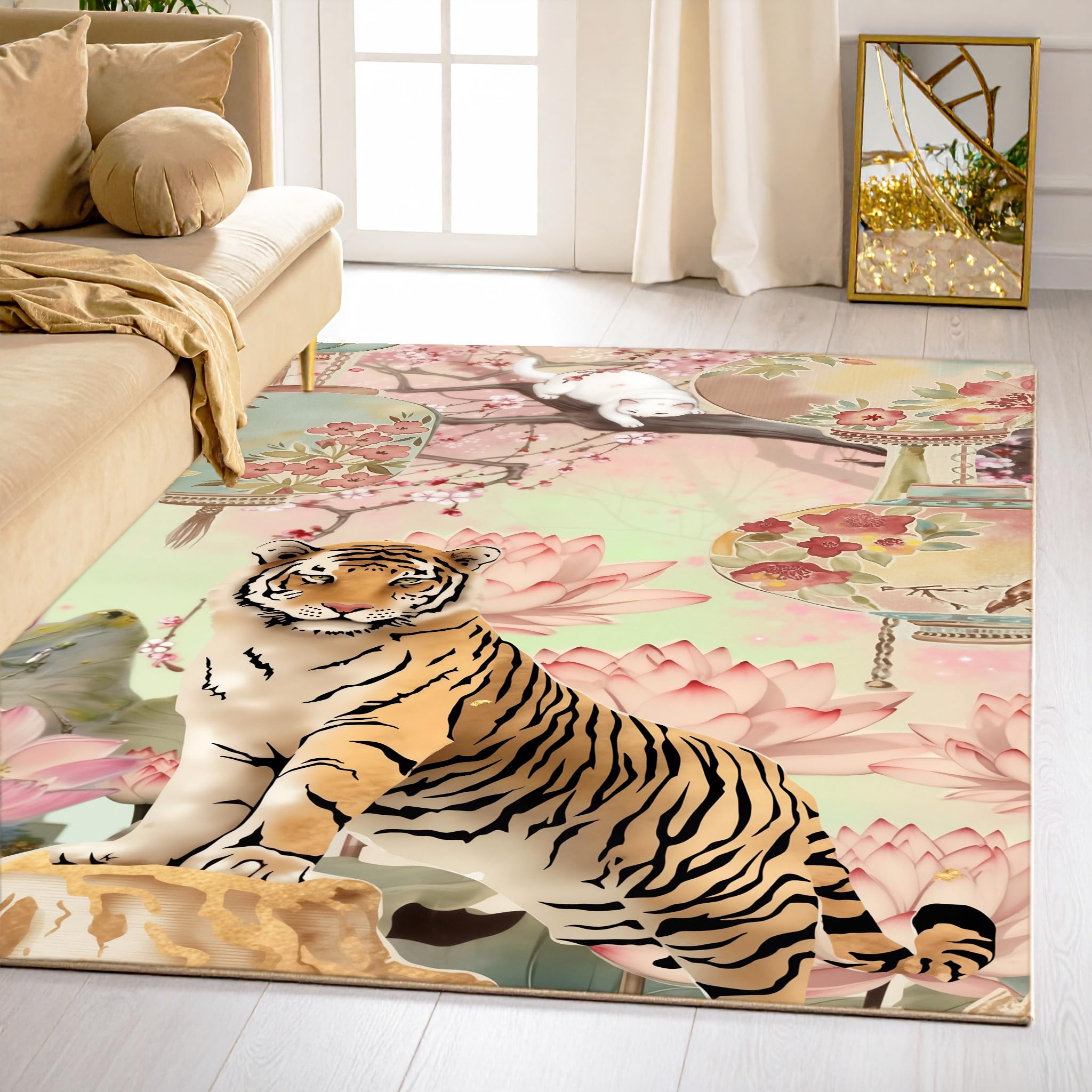 Ishro Home Aurelia Petals Carpet - 4'x6' Floral Rug -8