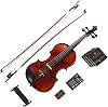 Mendini By Cecilio 12 Violin Set For Beginners, Black Solid Wood - Flamed Acoustic Violins Set with Case, Tuner, Shoulder Rest, Bow, Rosin, Bridge & Strings