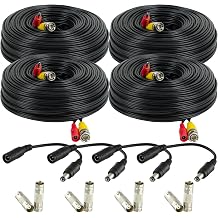 Amcrest 4-Pack 150 Feet Pre-Made All-in-One Siamese BNC Video and Power CCTV Security Camera Cable with Two Female Connectors for 960H & HD-CVI Camera and DVR SCABLEHD150B-4pack