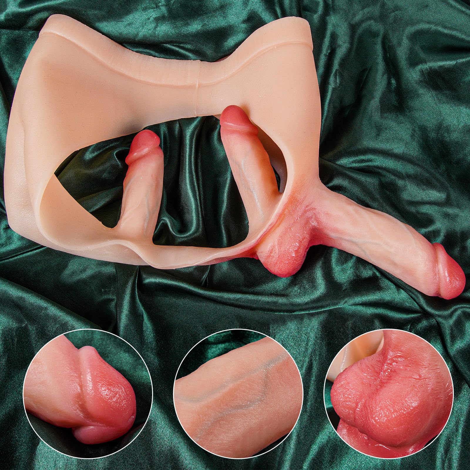 Dildo realistico in silicone con imbracatura, giocattolo adulto lesbico, doppio e triplo dildo, mutandina in silicone elastico, pene grande e piccolo, stimolatore G e anale.