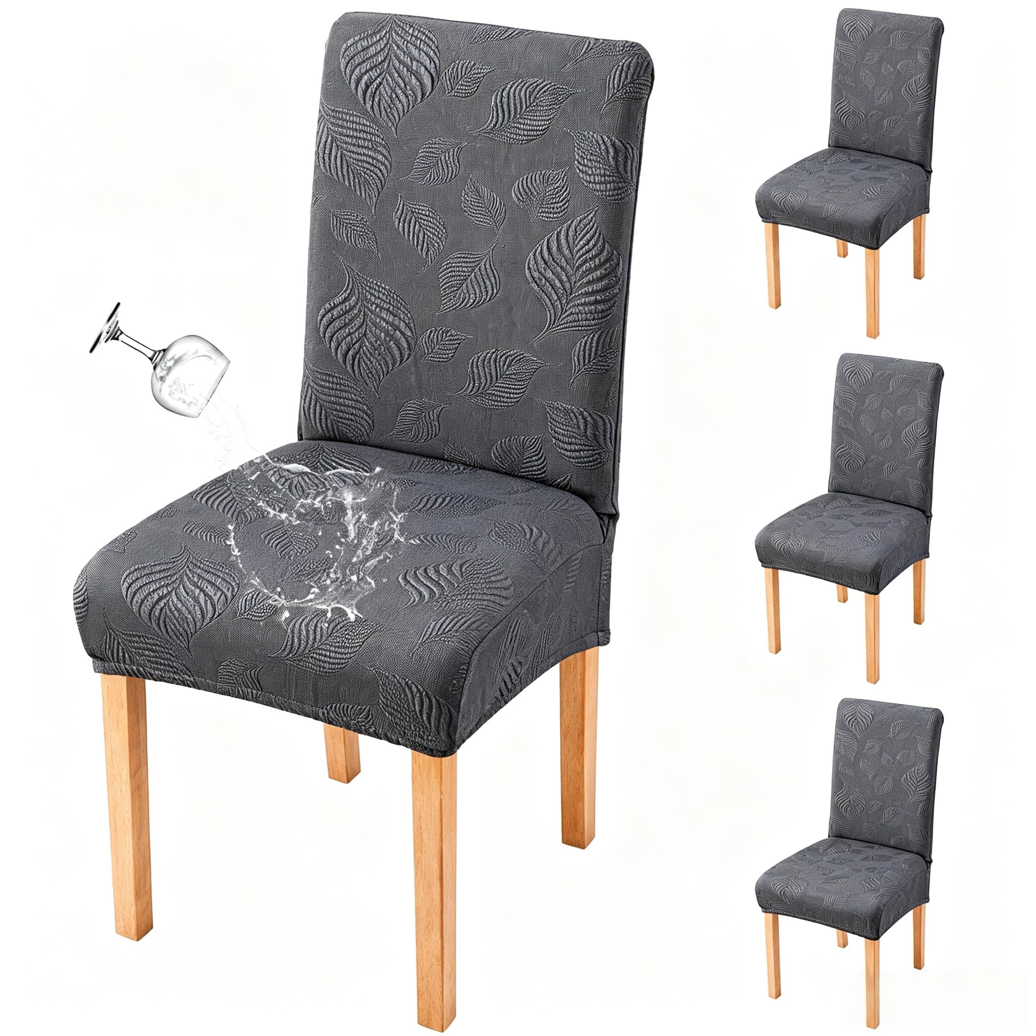 Genina Waterproof Dining Chair Covers Set of 4,Stretch Kitchen Chair Cover