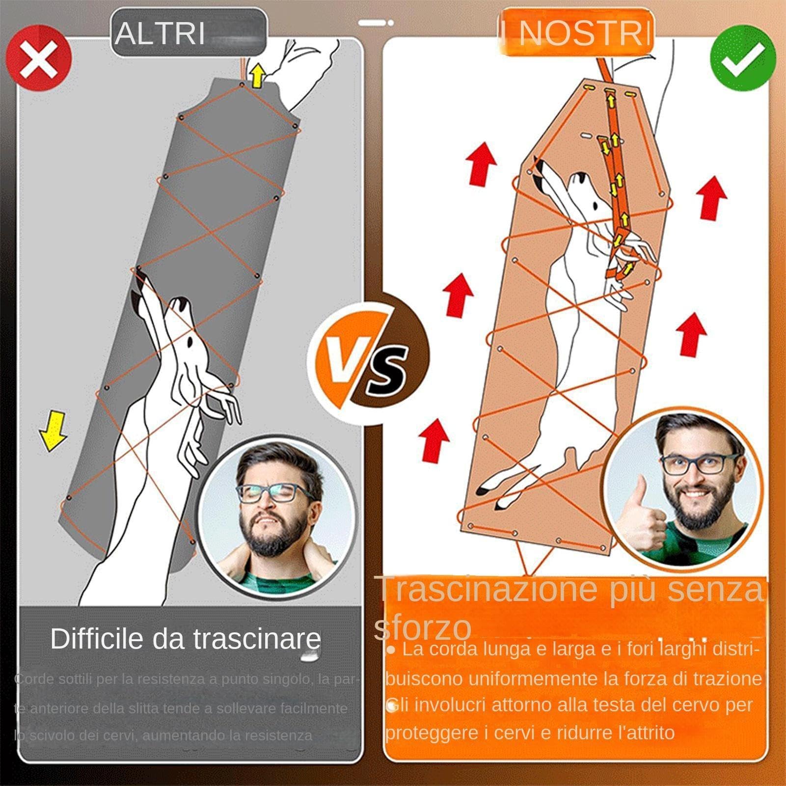 Da Caccia Universale | Imbracatura Da Traino Per Slitta Da Pesca Su | Porta giochi per acquatici - Maniglia ad anello in poliestere resistente Corda per il trasporto di anatre Carcasse pe