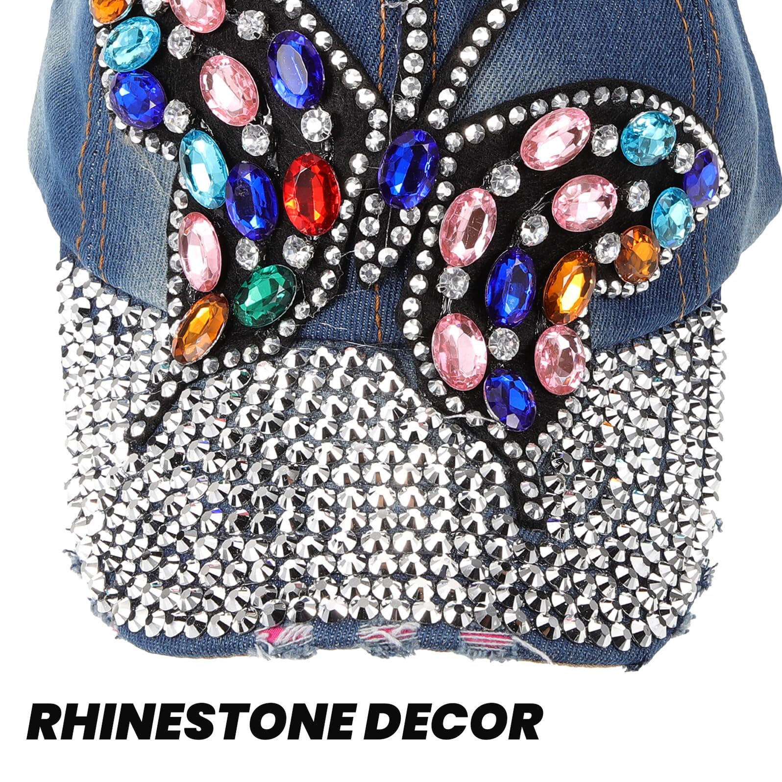 Gatuida Sombrero con Adornos de Piedras para Mujer Gorras de Béisbol Decorativas Protección Solar para Uso Exterior y Eventos de Verano