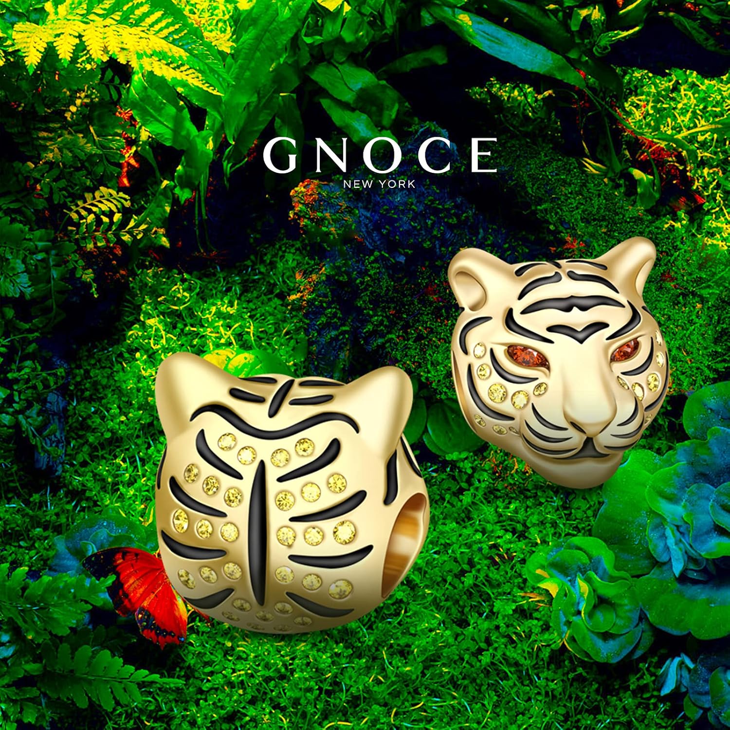 Miniatura 2 de GNOCE Charms de animales para pulseras S925 Plata Negro Pantera Charm Tigre Charm Charm Fit pulsera collar joyería regalo para mujeres hombres