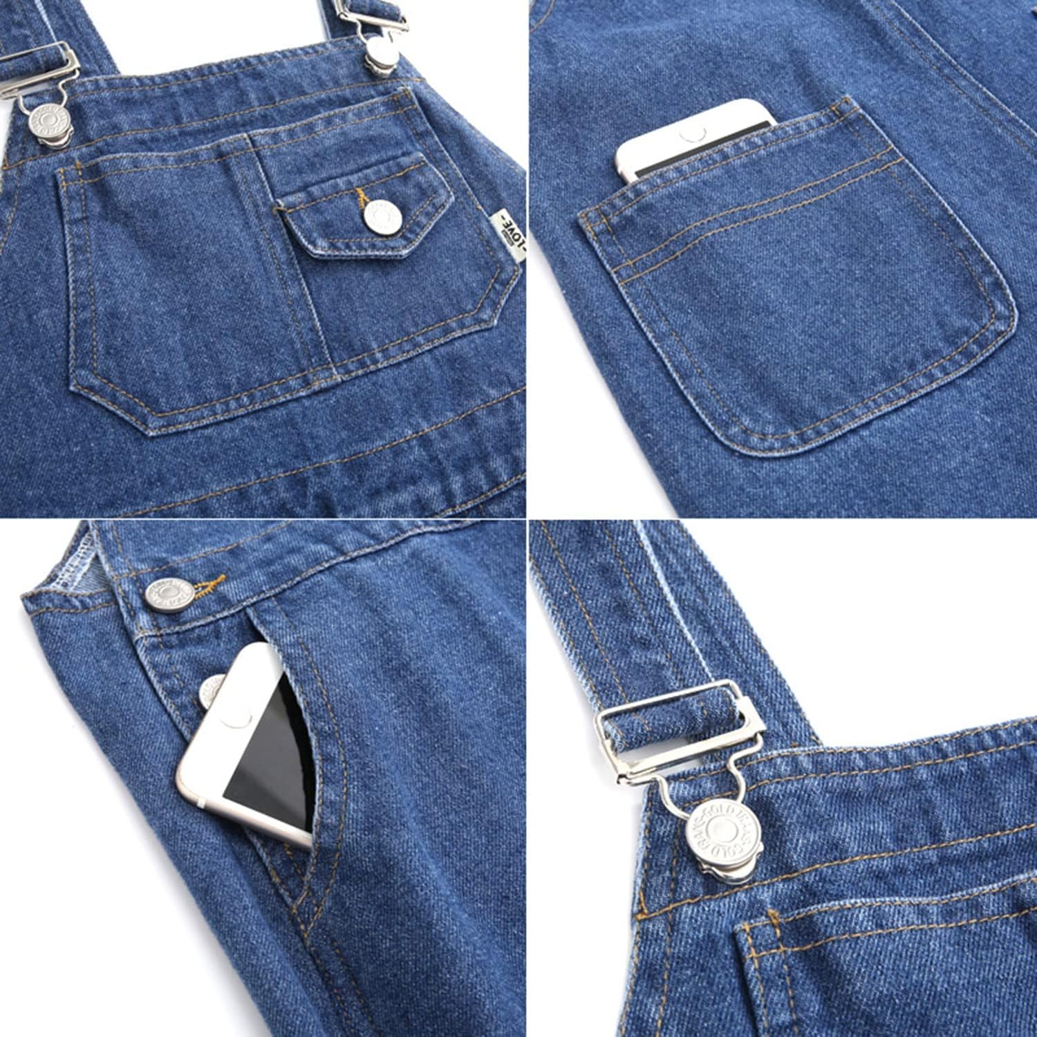 Rolanko Girls Overalls Denim Bib Distressed Jumpsuit Kids Blue Baggy Jean Pants 4-14 Years with Pockets - Image 3