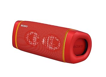 Sony SRS-XB33 Wireless Extra Bass Bluetooth Speaker with 24 hrs Battery, Party Lights, Party Connect, Waterproof IPX67, Dustproof, Rustproof, Speaker with Mic, Loud Audio for Phone Calls/WFH (Red)