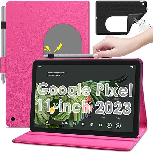 Miniatura 1 de DETUOSI Funda de cuero para tableta Google Pixel de 11 pulgadas 2023 con soporte para lápices, funda ligera para libro tipo folio + parte trasera