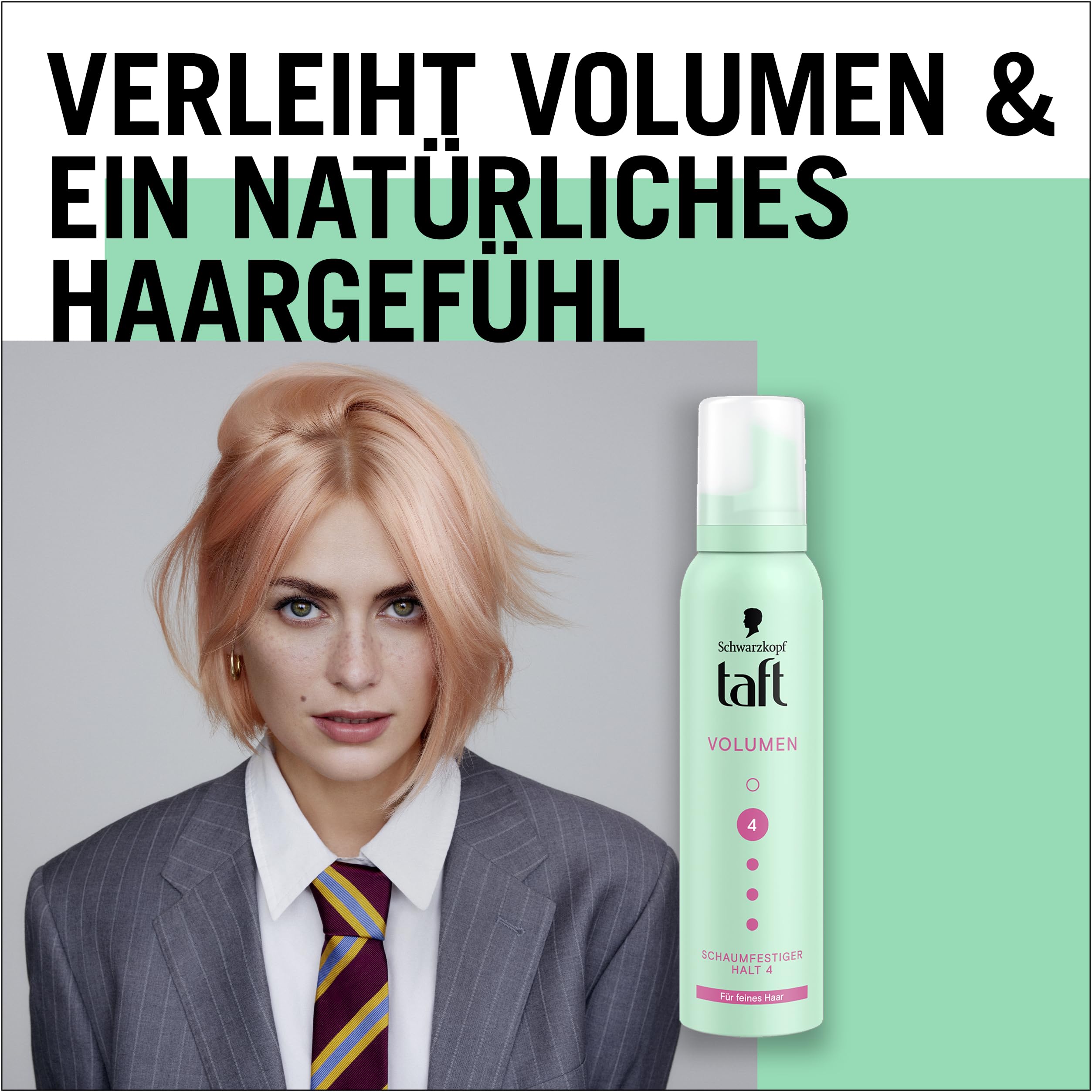 Schwarzkopf Taft Schaumfestiger Volumen (6 x 150ml), Haltegrad 4, Haarschaum für feines Haar, volumengebendes Mousse, verhindert Föhnschäden, ohne zu verkleben, vegane Formel*
