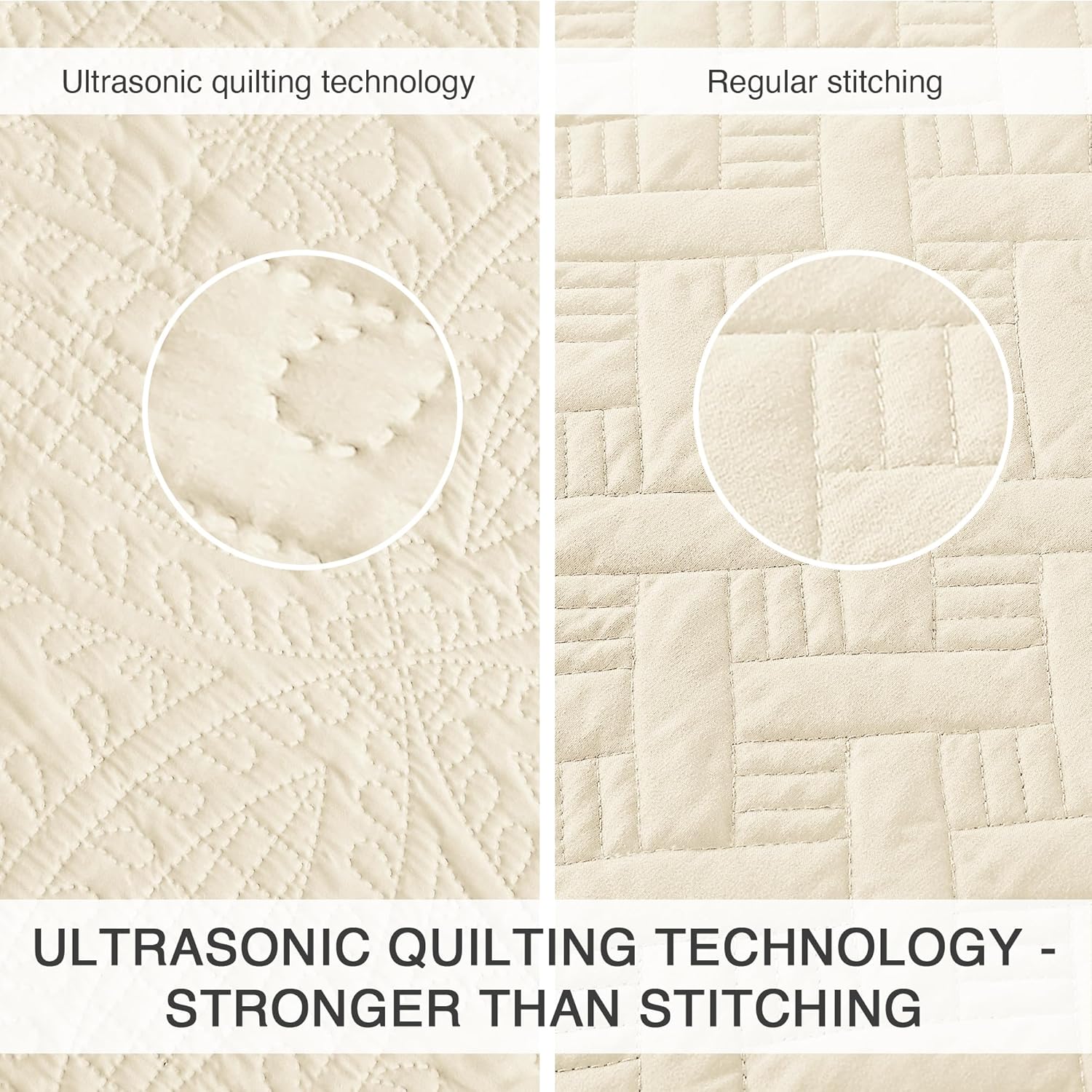 Love's cabin Quilts for Queen Bed Beige Bedspreads Bedding Set - Summer Lightweight Bedspread Comforter - Coin Pattern Bedding Coverlet for All Season - 3 Pieces (1 Quilt, 2 Pillow Shams) - Image 3