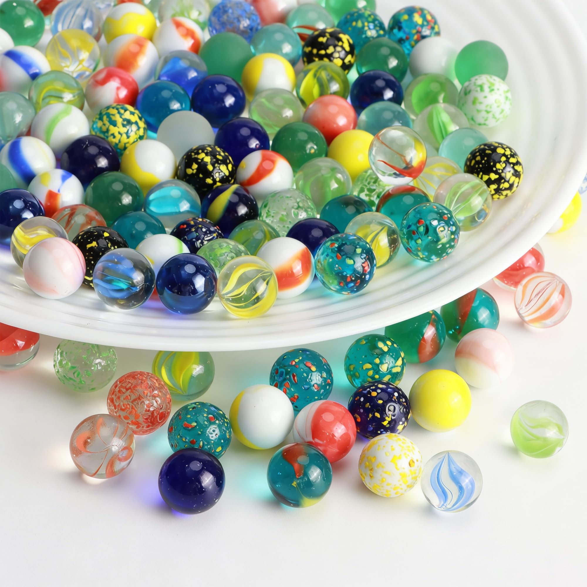 JSMTKJ 100 Canicas de Cristal Pequeñas, Juego de Canicas, pequeñas canicas de Cristal 16 mm Coloridas para Máquina de Juegos, Decoración de Plantas, Pista de Canicas
