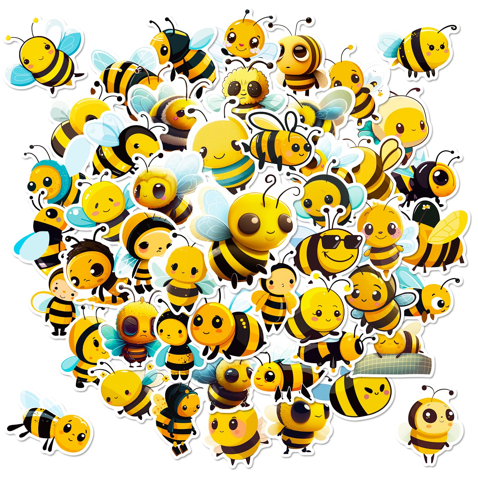 100 adesivi a forma di ape miele per bambini, in vinile, impermeabili, per bottiglie d'acqua, laptop, pacchetti, bagagli, skateboard, chitarra