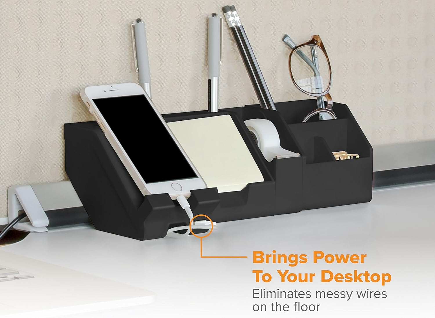 Rеvіеw Prоduсt Bostitch Office Bostitch Konnect 9-Piece Desktop Organizer Kit, Includes Cable Management Rails, Charging Phone Dock, Tape Dispenser, Sticky Notes, Storage Bins, Black (KT-CKIT2-BLK)
