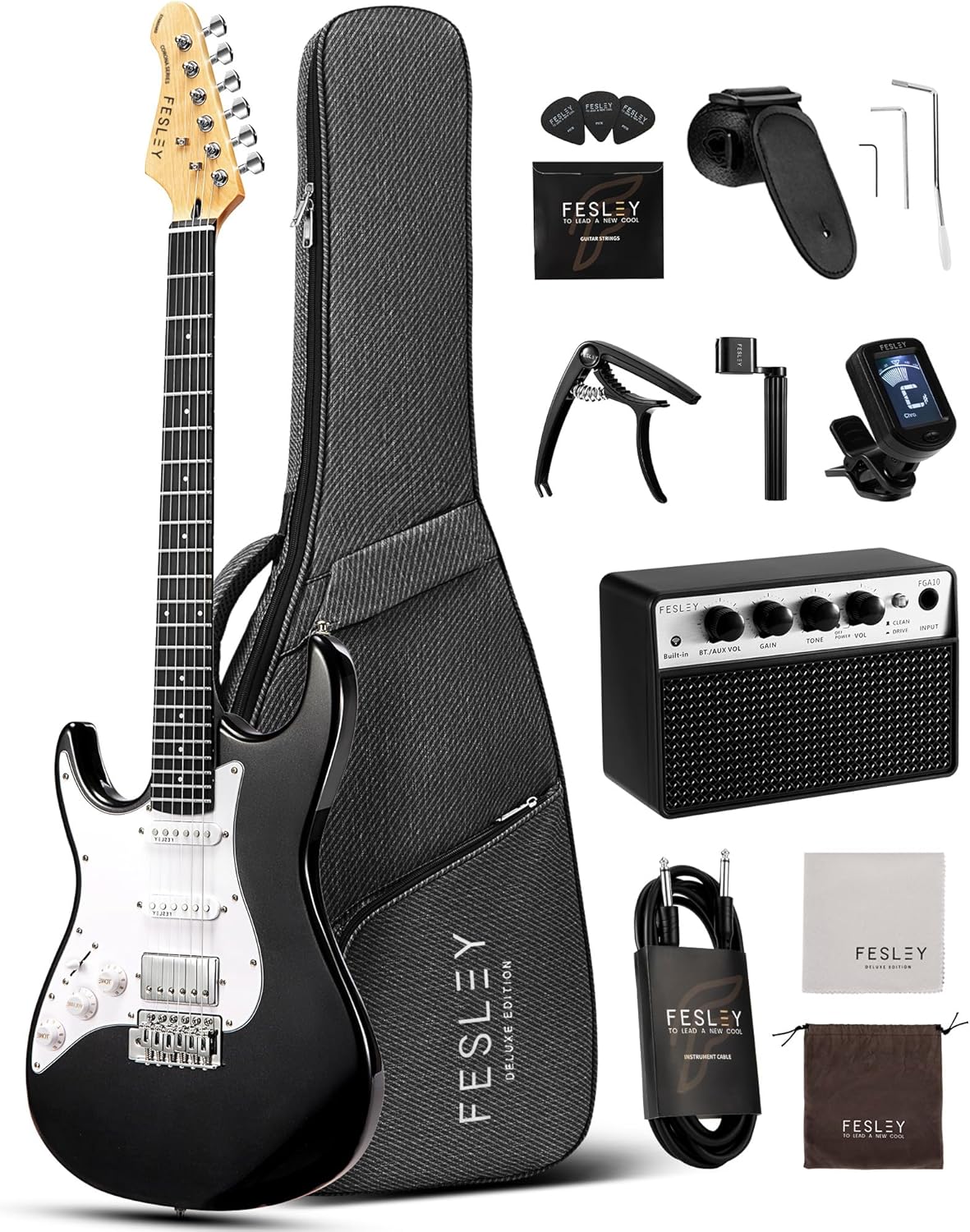 Fesley LeftHanded Electric Guitar 39" Full Size Beginner