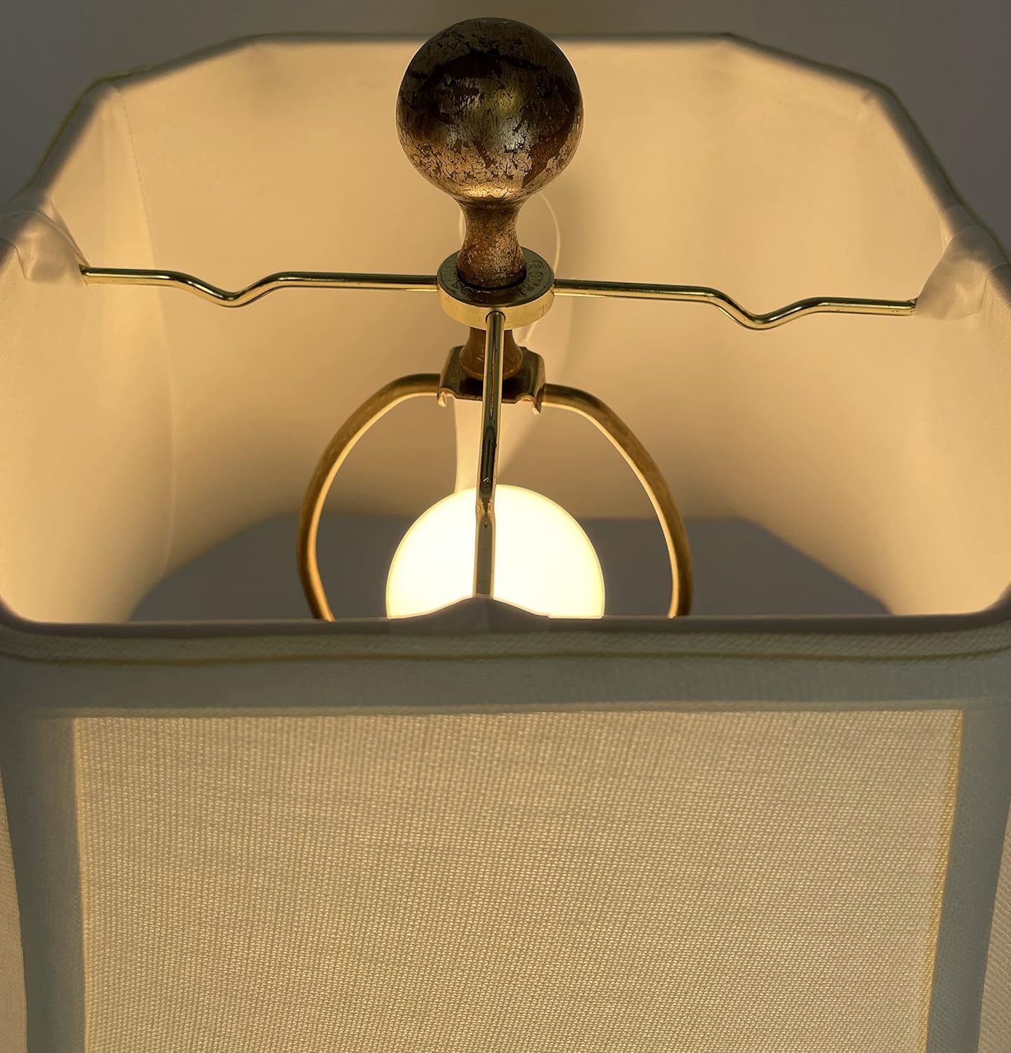 Royal Designs, Inc. Silver Leaf and Venetian Gold Lamp with Square Bell Lampshade