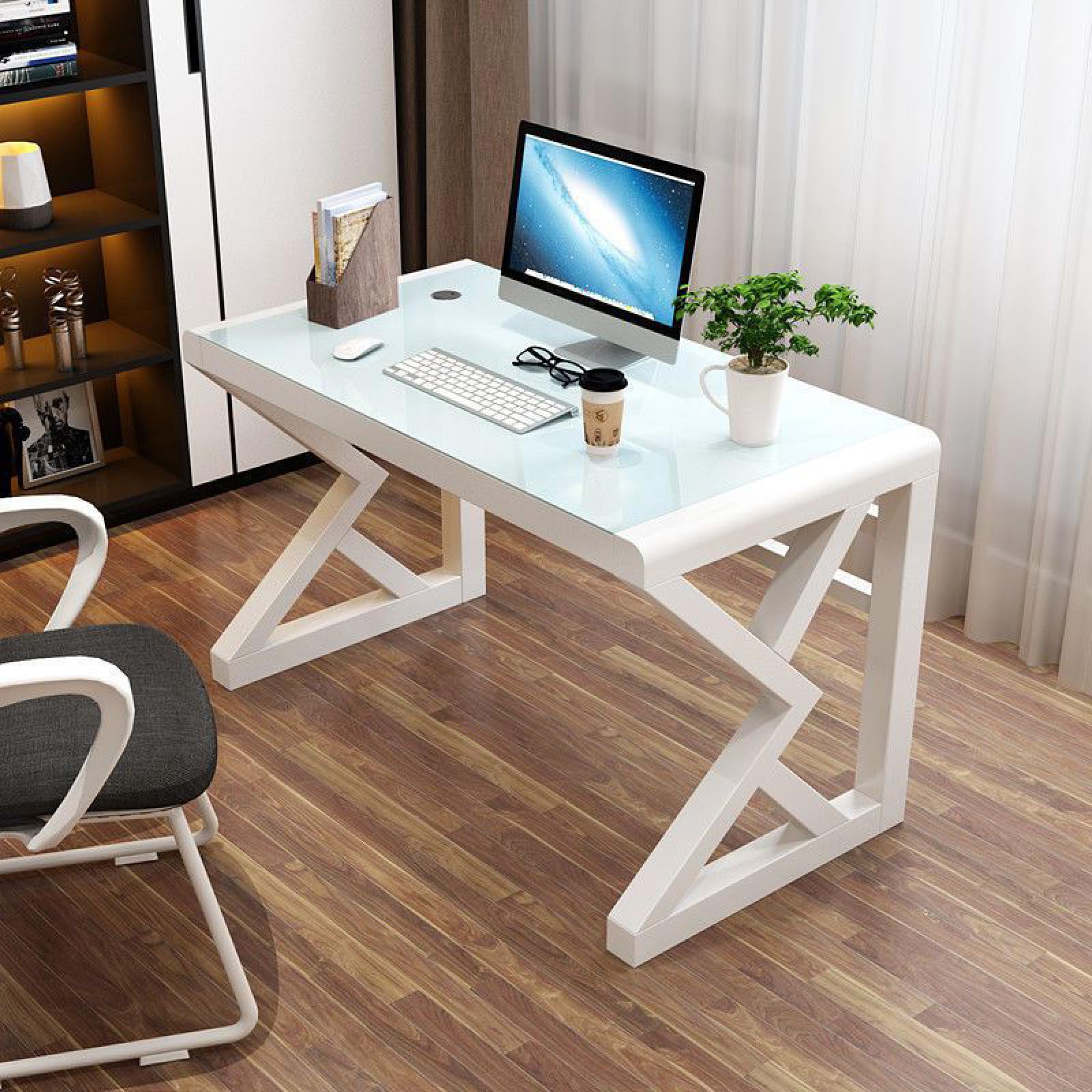 Amazon | モダンでシンプルな強化ガラスワークデスクコンピューター