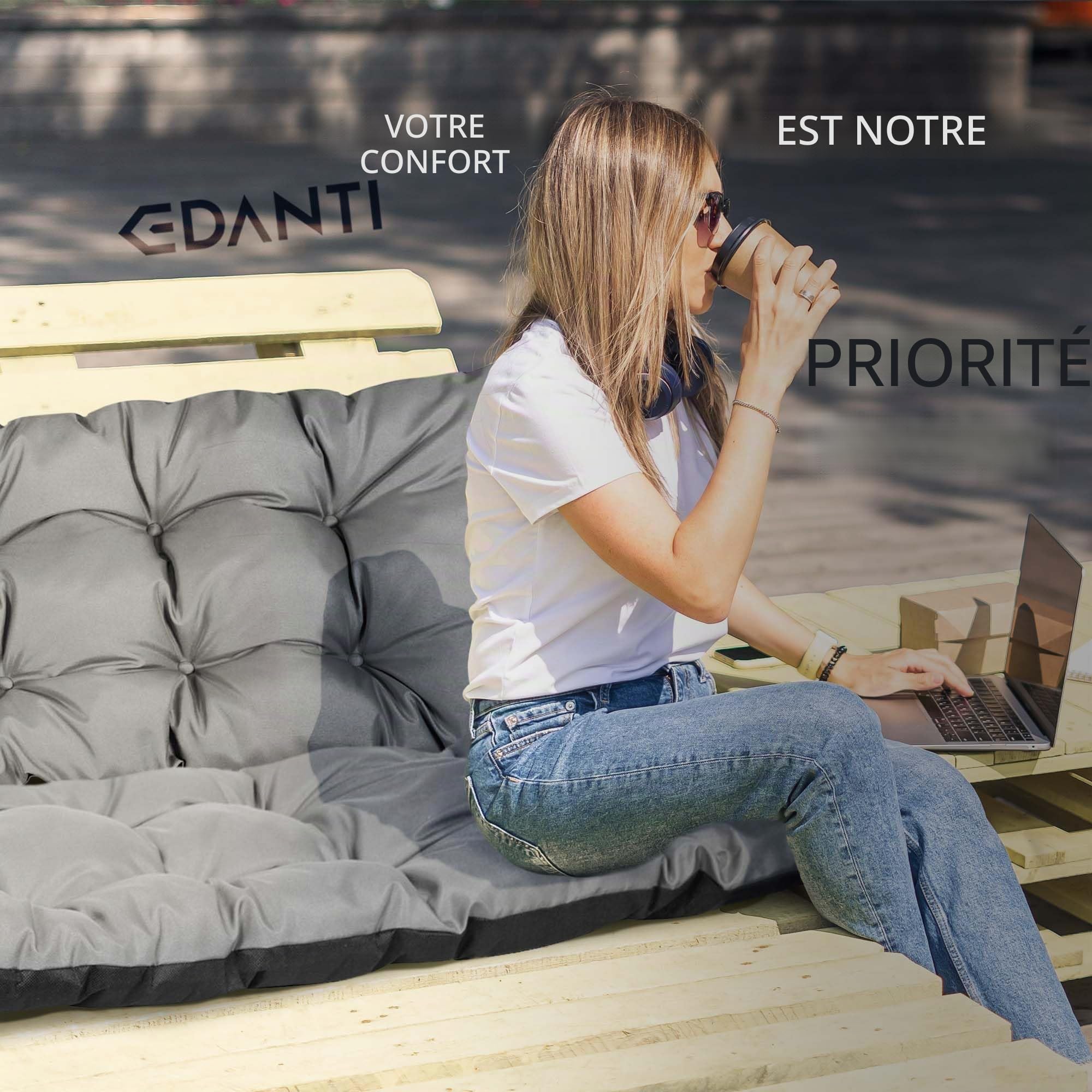 Coussins d'assise Balancelle Hollywoodienne Gris 180x60x50cm