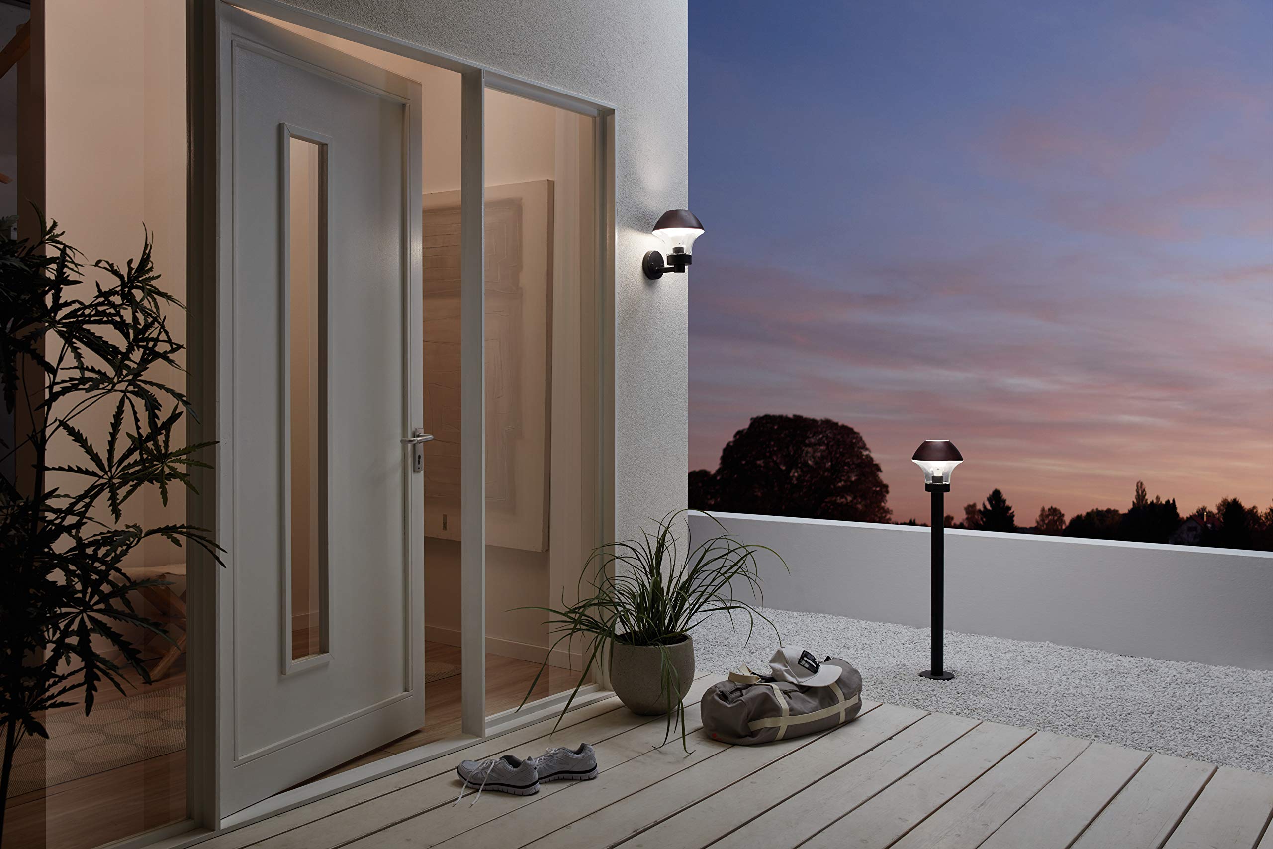 EGLO Connect Außen-Wandlampe Verlucca-C – Smart, Dimmbar, IP44, Aus Stahl & Glas, Schwarz, Warmweiß