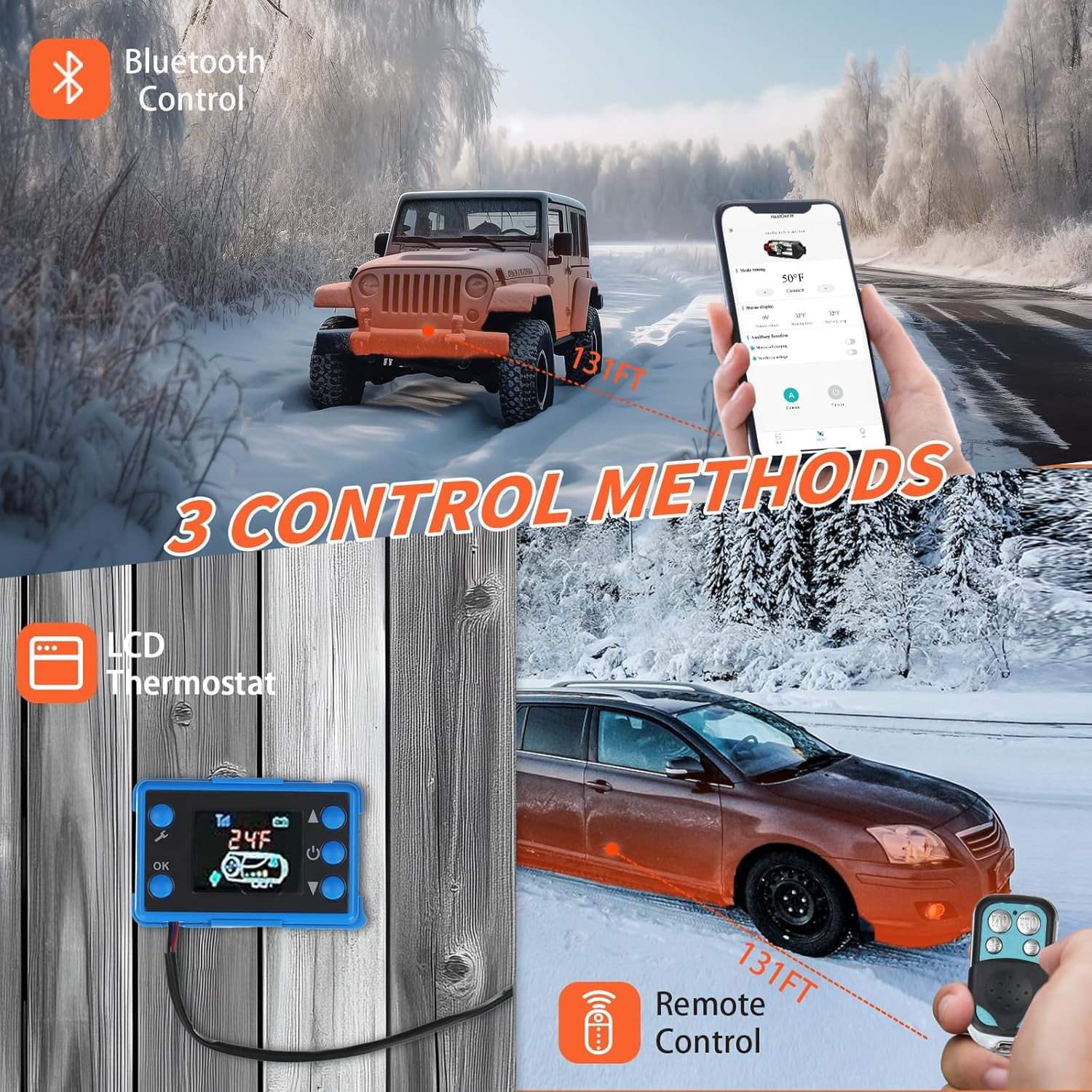Calefactor diesel 8,3KW, 12V/24V negro, mando a distancia Bluetooth, panel de control LCD, calefactor diesel de alta eficiencia para coche y uso interior, furgonetas, caravanas, camiones y garajes