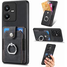 Case Compatible with Vivo iQOO Neo8 / iQOO Neo8 Pro Wallet Card Holder Magnetic 3 in 1 [PC+TPU+PU] Kickstand Black