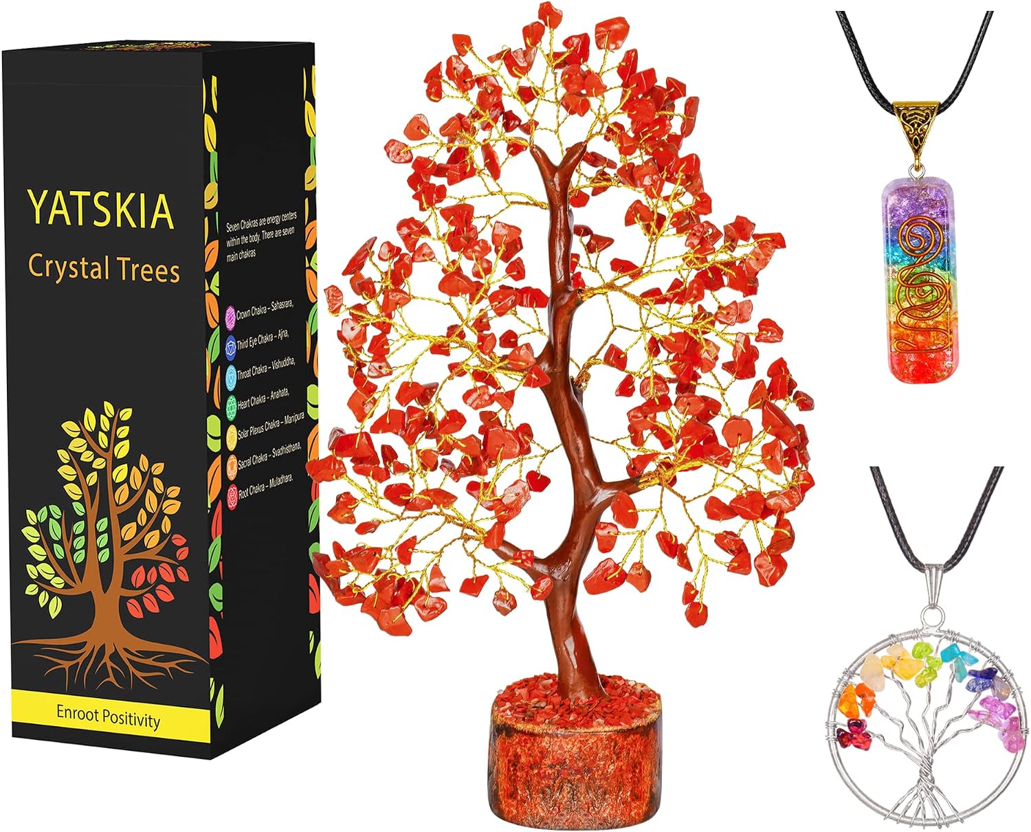 YATSKIA Red Jasper Crystals, Crystal Tree of Life, Gemstone Tree, Spiritual Items, Meditation Room Decor, Spiritual Decor