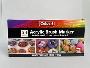 Brush Tip Acrylic Paint Pens-24 Colors Acrylic Paint Markers Calligraphy Art Markers for Lettering,Card Making,Rock painting,Stone, Ceramic, Glass, Wood, Canvas, Metal, DIY Art Crafting