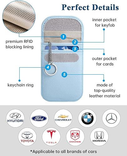 Miniatura 4 de Teskyer Faraday - Protectores de llavero antirrobo, bolsas Faraday antirrobo para automóvil, 2 unidades de tamaño pequeño de 3.3 x 4.7 pulgadas,