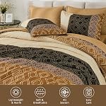 Dinjoy Boho Queen Comforter Set Brown,7 Lit en pièce dans un sac Queen Taille Lightweight Bedding Sets de confort rayé avec des draps pour la famille toute la saison