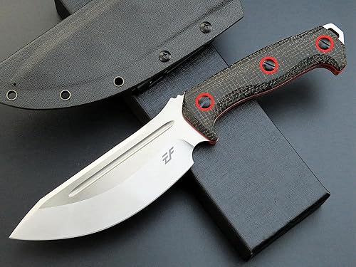 Miniatura 8 de Eafengrow EF137 Cuchillo de hoja fija, hoja de acero N690 de 2 pulgadas de ancho, mango Micarta, cuchillos rectos de alta resistencia para trabajo