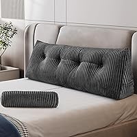 Vista 1 de Z-hom Almohada de cuña grande para cabecero triangular, almohada de lectura con una almohada enrollable para cama, sentado, dormir, cojín de Gris