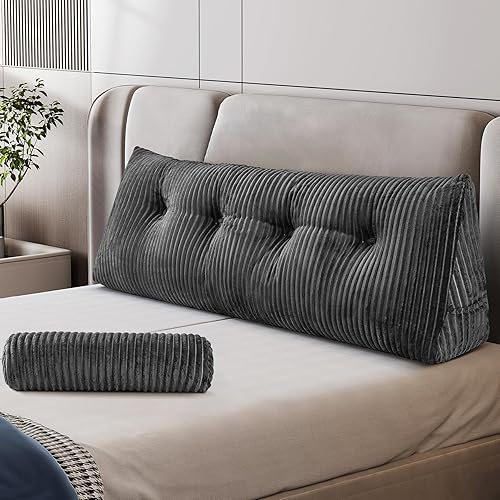 Z-hom Almohada de cuña grande para cabecero triangular, almohada de lectura con una almohada enrollable para cama, sentado, dormir, cojín de