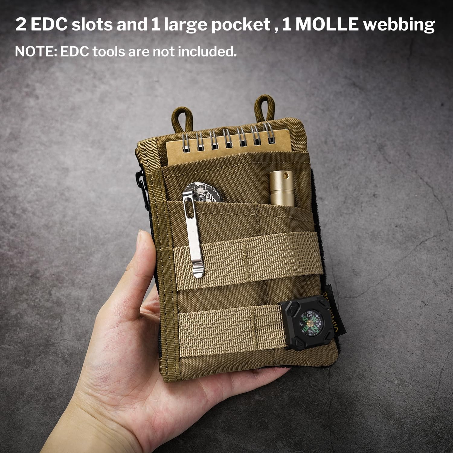 VIPERADE VE18 EDC Pouch, Pocket Organizer for Men, EDC Pocket Organizer, 3 Slots with 2 Zipper Pockets, Multitool Pouch