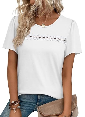 WIHOLL Womens Tops Boho Summer Outfits 2026 Short Sleeve Shirts