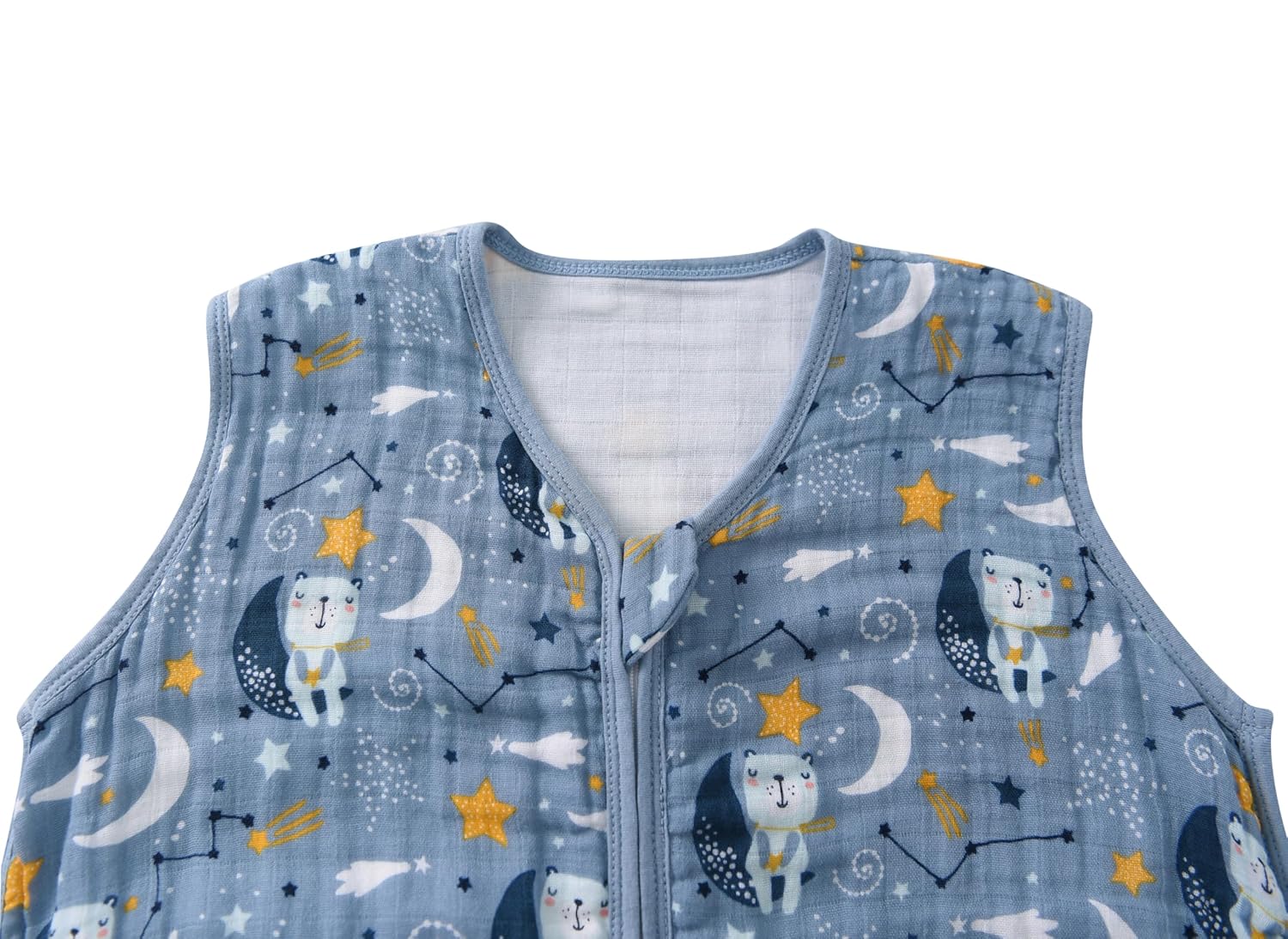 Baby Sleep Sack 2-4 T Boys & Girls Wearable Blanket 100% Organic Cotton 0.5 TOG Toddler Sleeping Sack 2- Way Zipper X-Large Muslin Blue Bear - Image 8