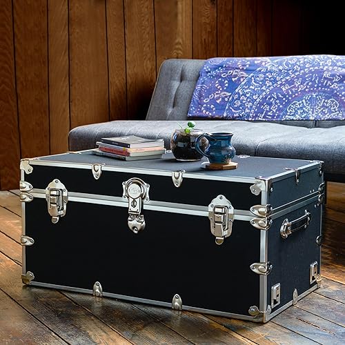 Miniatura 8 de Rhino Trunk & Case Baúl XXL de vinilo en relieve de cuero, cofre universitario, almacenamiento en el hogar, asiento de dormitorio, reposapiés de