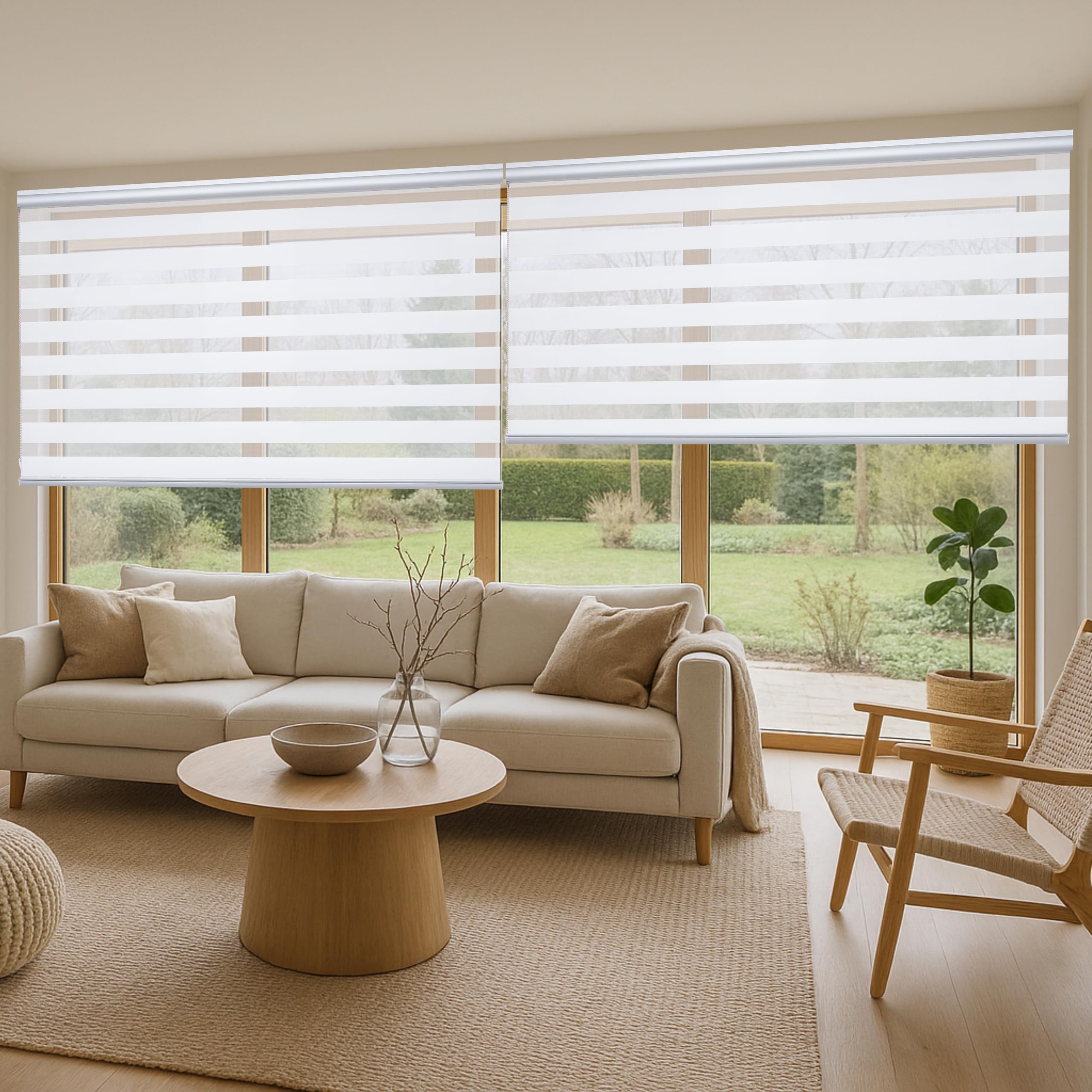 Estores Noche y Día Premium con galería y cadeneta en Aluminio de Máxima Calidad para Ventanas y Puertas, Estores enrollables de Alta Gama Color Blanco 100x250 cm (Ancho x Alto) STORESDECO