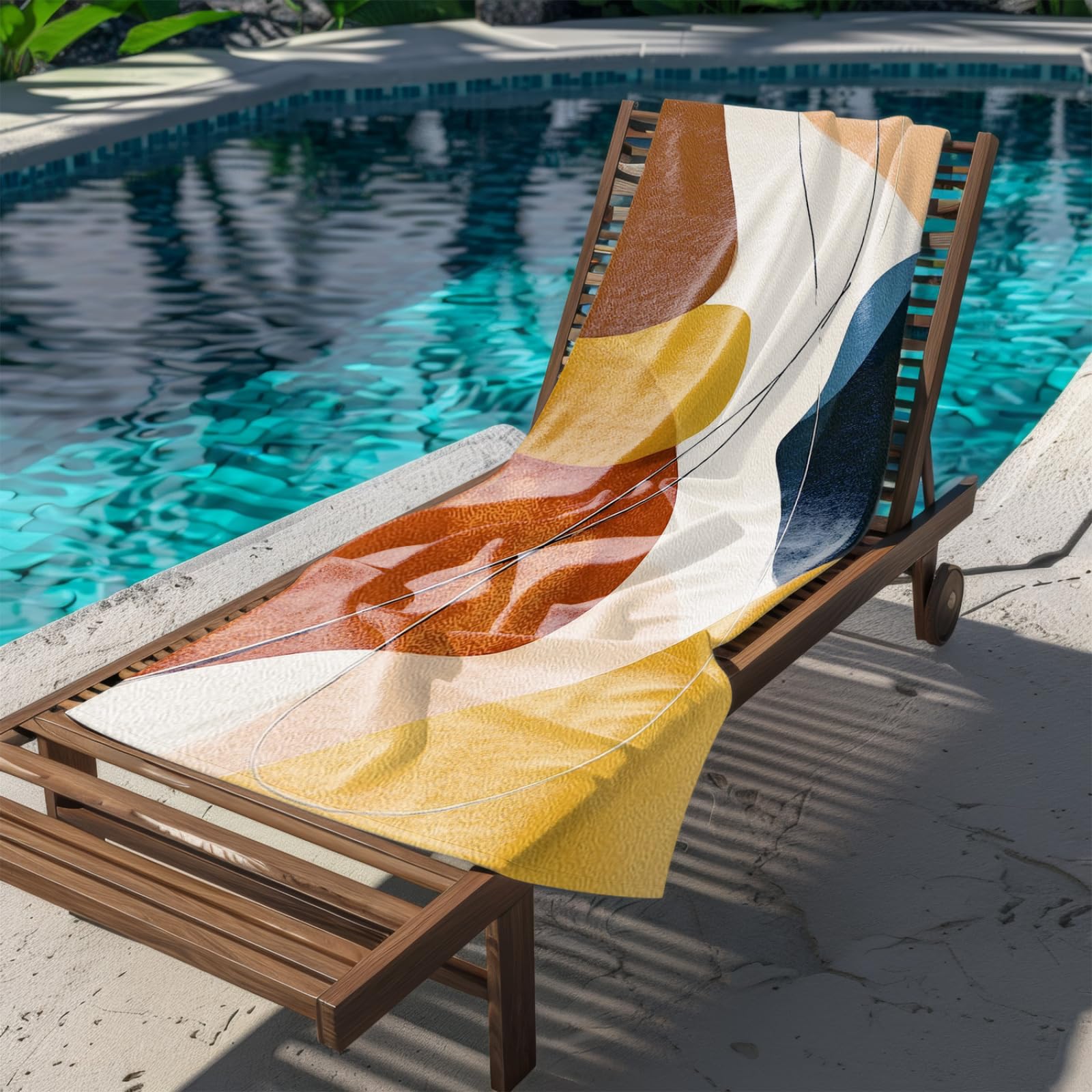 Telo Mare Microfibra 210x230 Astratto Marrone Blu Telo Spiaggia Grande Antisabbia,XXL Asciugamano Mare, Asciugatura Rapida, Stuoia Spiaggia Leggero E Portatile