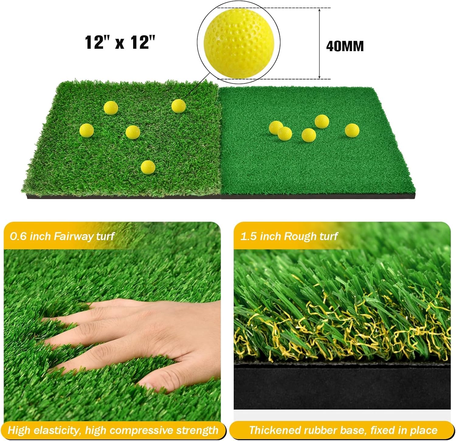 Pop Up Golf Chipping Net, Indoor/Outdoor Golfing Target Net Collapsible Portable Golf Hitting Net with 15 Training Balls and 2 Hitting Mats for Backyard Driving and Swing