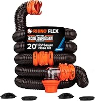 Camco RhinoFLEX 20ft RV Sewer Hose Kit with Clear Elbow & 4-in-1 Adapter - Durable Flexible Dump Hose for Easy Tank Dumping (39742)