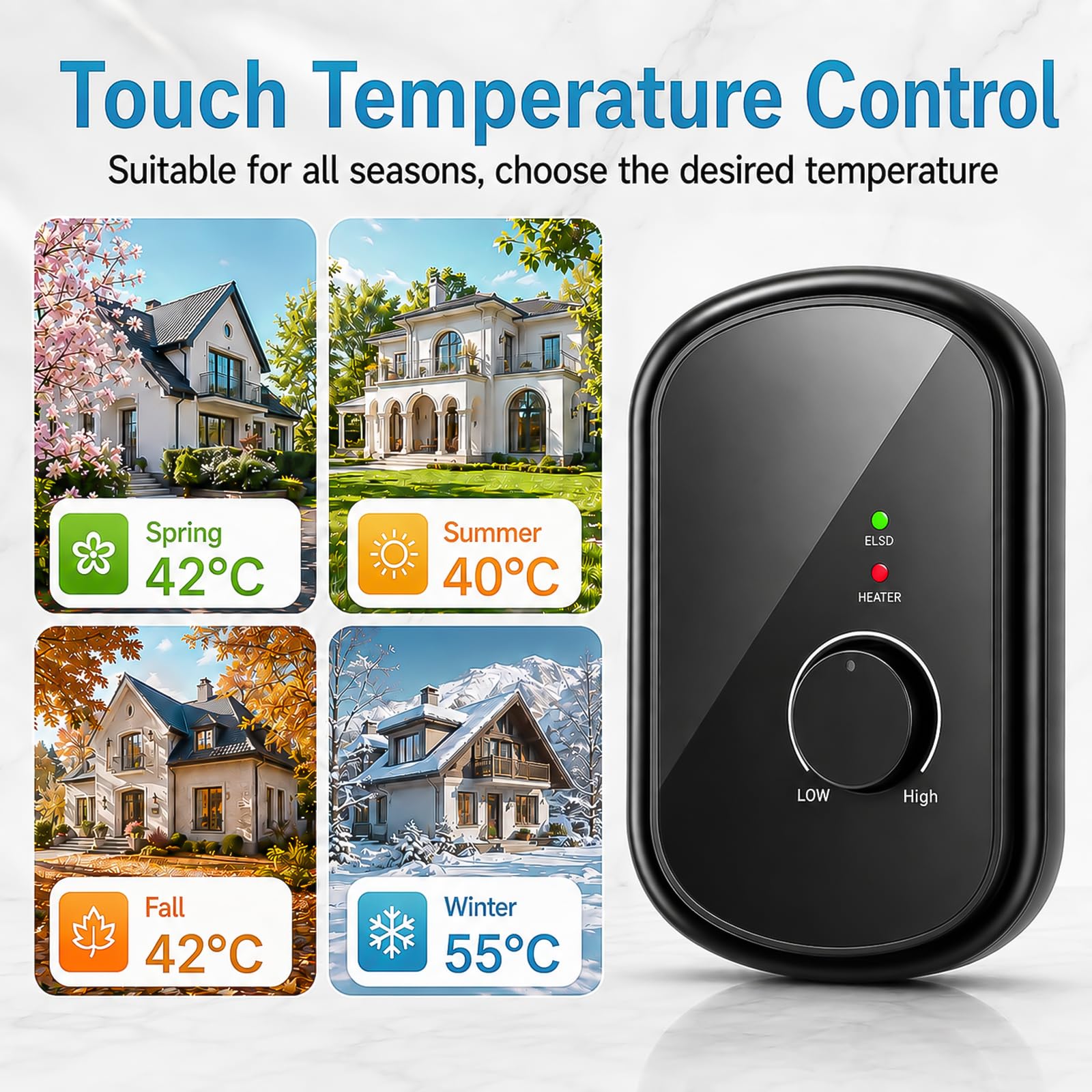 ‌Calentador de Agua Eléctrico Instantáneo 5500W 230V, Mini Ducha Eléctrica con Mandoo Giratorio 30-60°C, IPX4 Impermeable, Calentador Ducha Instantáneo para Baño, Cocina, Lavabo, Jardín‌