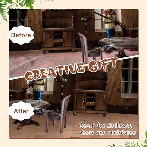 Miniatura 6 de Sintuff 200 piezas de suelo de casa de muñecas en miniatura marrón pálido, mini tablas de piso de casa de muñecas de madera para casa de muñecas a