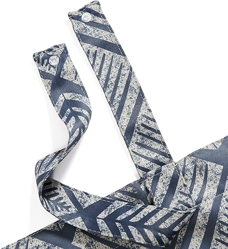 Miniatura 7 de jinchan Cortina de cenefa geométrica con amarre para cocina, sala de estar, estampado de hojas de helechos, filtro de luz, cortinas de ventana