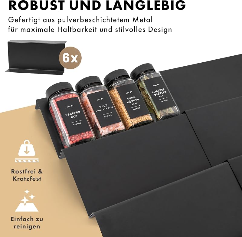EDELHAUS Fűszertartó Fiók 24 Üveggel Címkékkel Konyhai Szervező