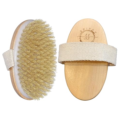 Cepillo exfoliante corporal húmedo y seco, cerdas naturales suaves y medias, exfolia la piel muerta, retarda el envejecimiento, reduce la celulitis,